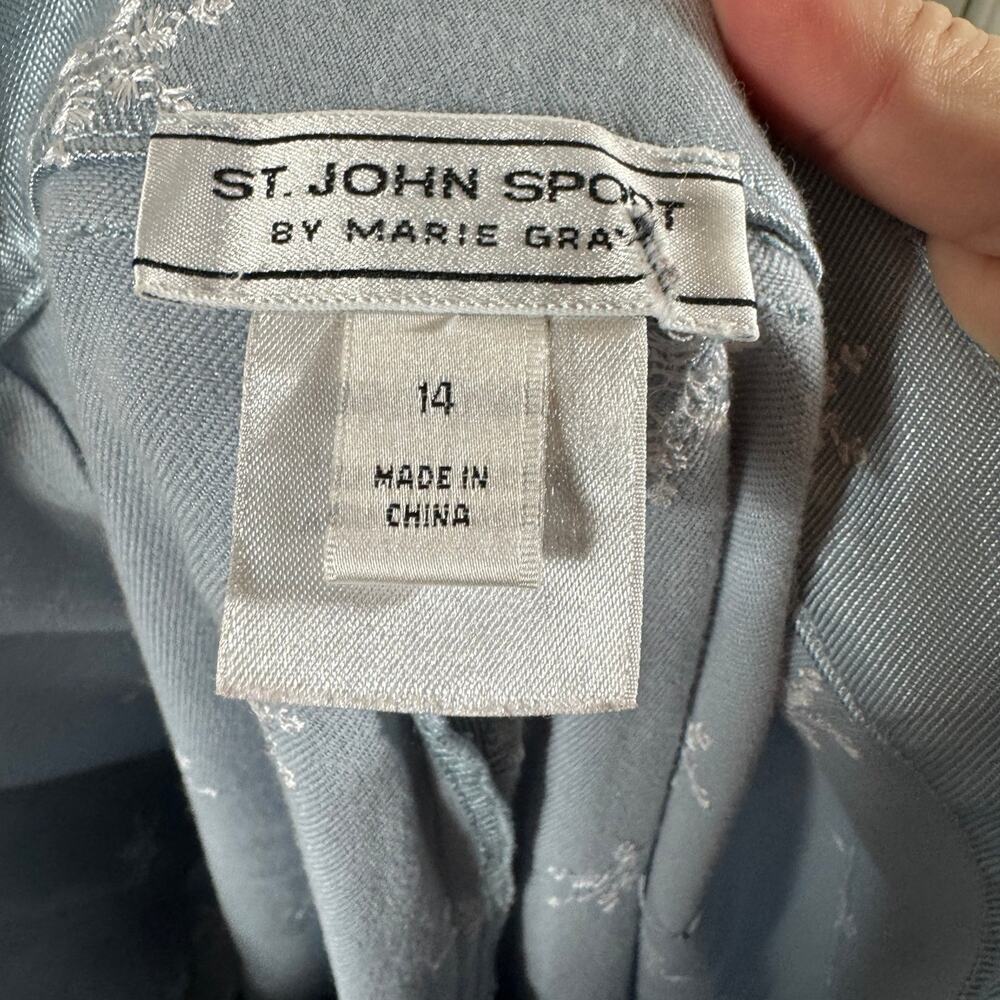 St. John Gray Snowflake Sequin Cargo Pants Sz 14 Zip Hem Holiday Business Casual - Picture 10 of 12